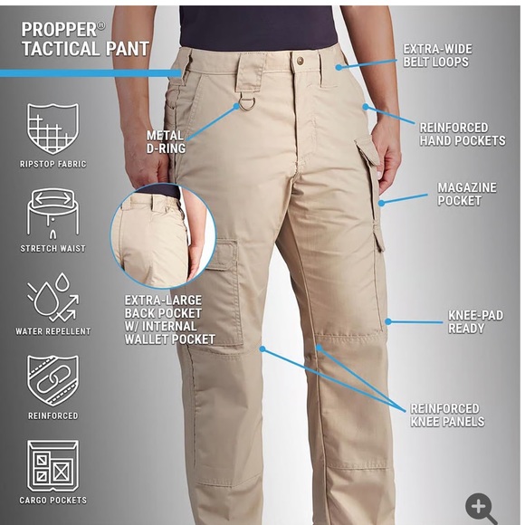 Propper NWT Women's Tan ulnhemmed Tactical Pants size 8 - Picture 4 of 15
